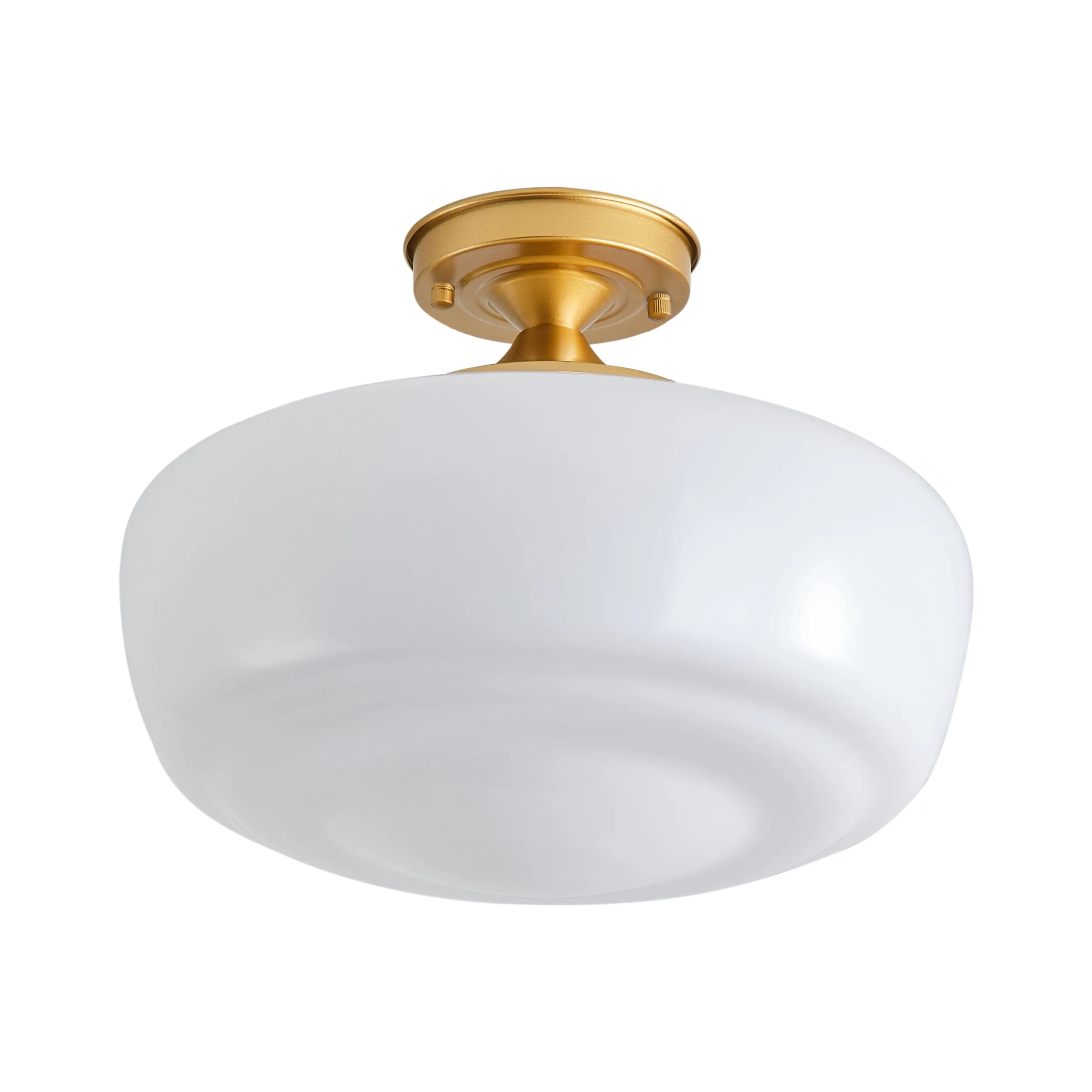 1-Light Industrial Round Shape Semi-Flush Mount Lighting