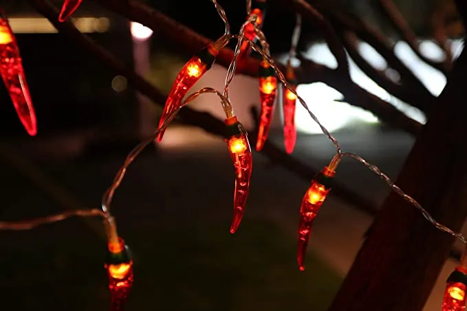 10 LED Battery Operated String Lights with Chili Pepper - Warm White