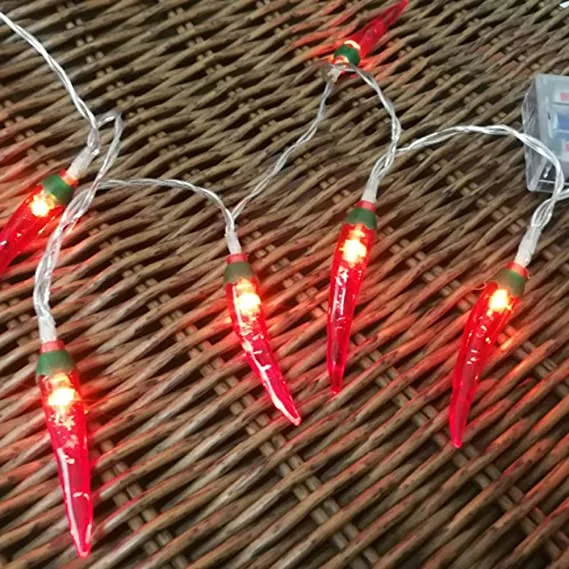 10 LED Battery Operated String Lights with Chili Pepper - Warm White