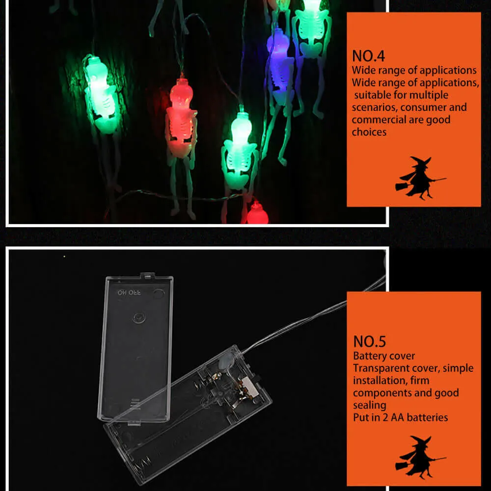 1.5 M Halloween String Lights Skull RGB Color