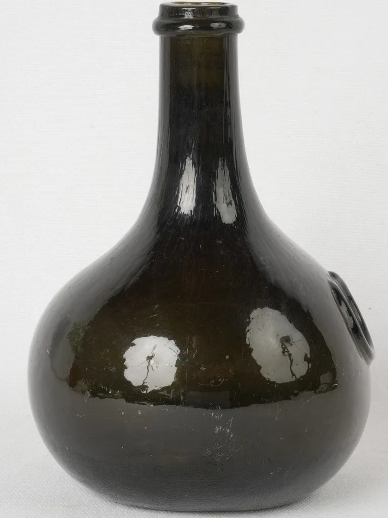 19th century Trinquetaille black glass bottle 8"