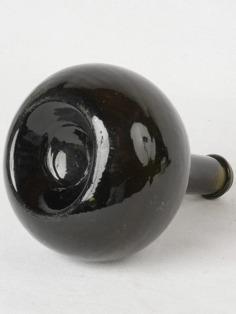 19th century Trinquetaille black glass bottle 8"