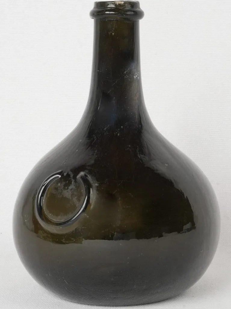 19th century Trinquetaille black glass bottle 8"