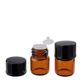 1ml Amber Vials (with Plug Orifice and Black Lid)