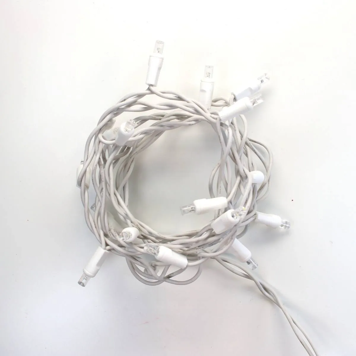 20-light Pure White LED Craft Lights, White Wire