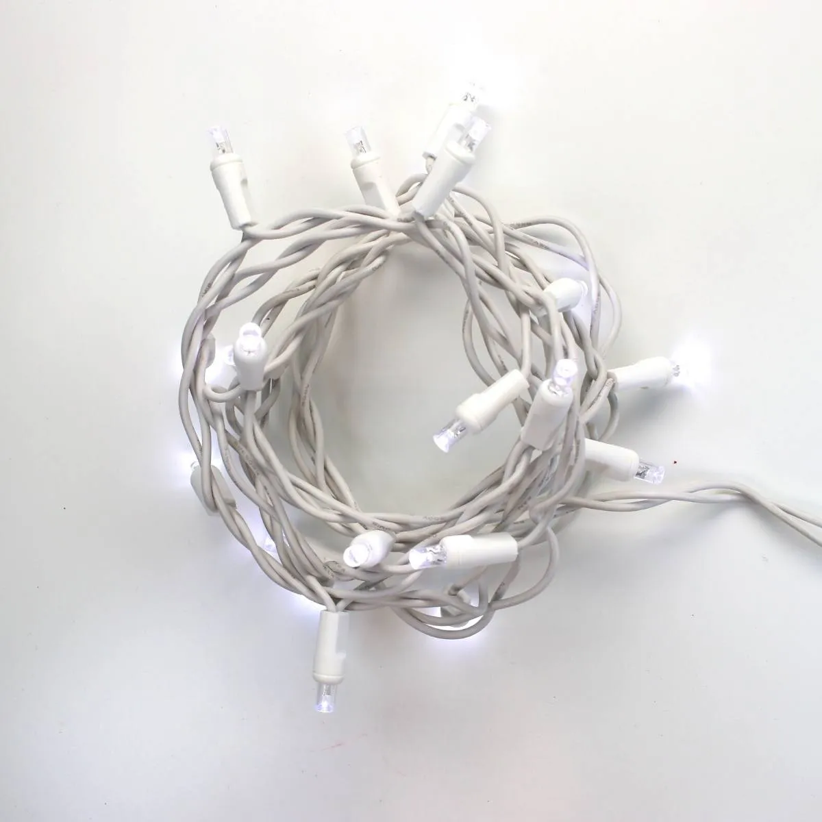 20-light Pure White LED Craft Lights, White Wire