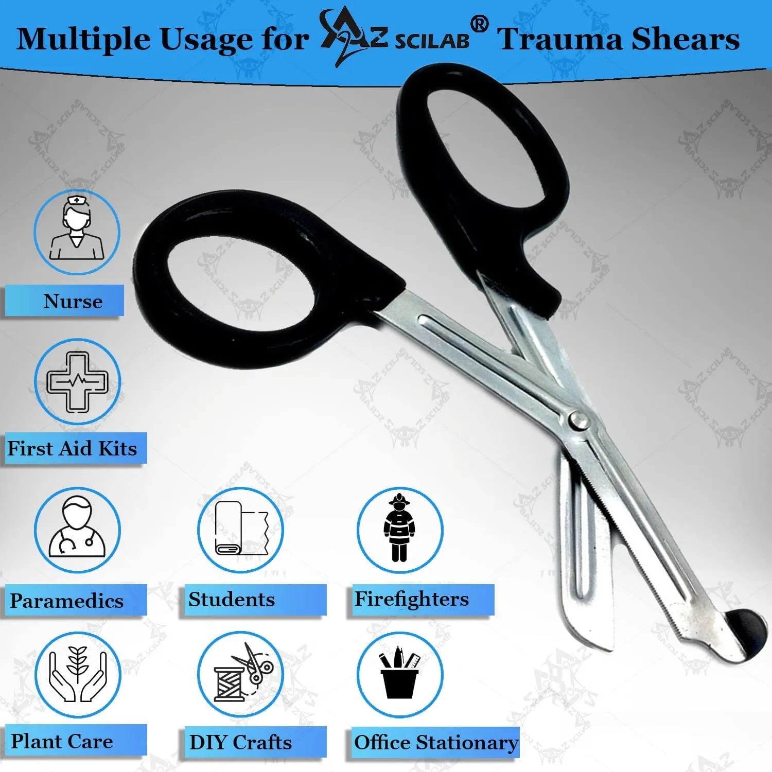 250 Pcs Trauma Paramedic EMT Shears Scissors 7.25"- Premium Quality Stainless Steel, Anti Rust Thick Blades & Comfort Finger Rings - Ideal GIFT For EMT, Nurses , doctors, Firefighter and more (BLACK)