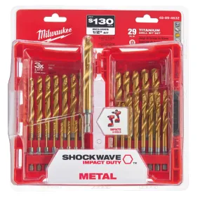 29-Piece Titanium Nitride SHOCKWAVE™ Red Helix Drill Bit Kit