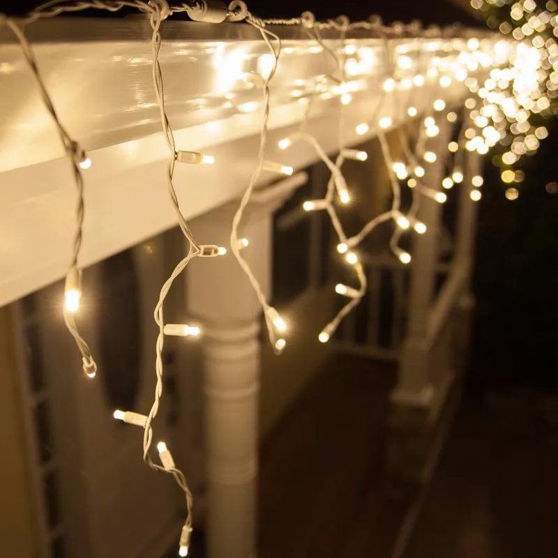 300 Super Bright Extra Long LED Icicle String Lights 17.5m - Warm White