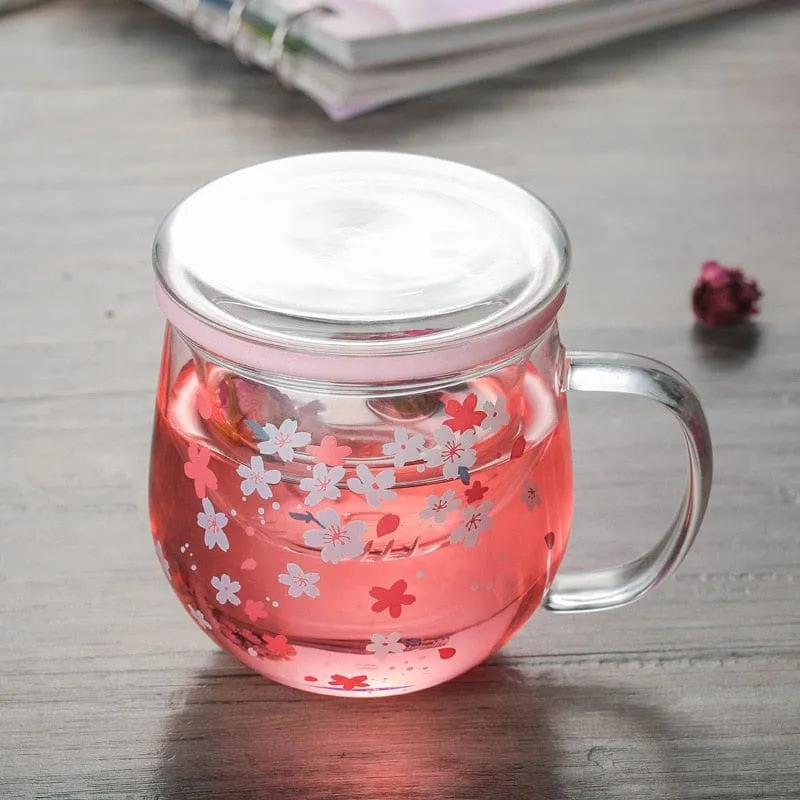 300ml Tea Infuse Sakura Glass Cup