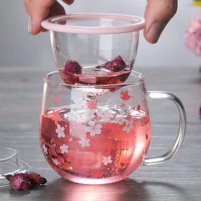 300ml Tea Infuse Sakura Glass Cup