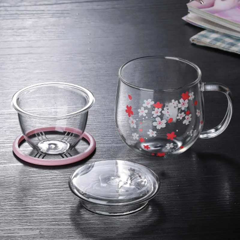 300ml Tea Infuse Sakura Glass Cup