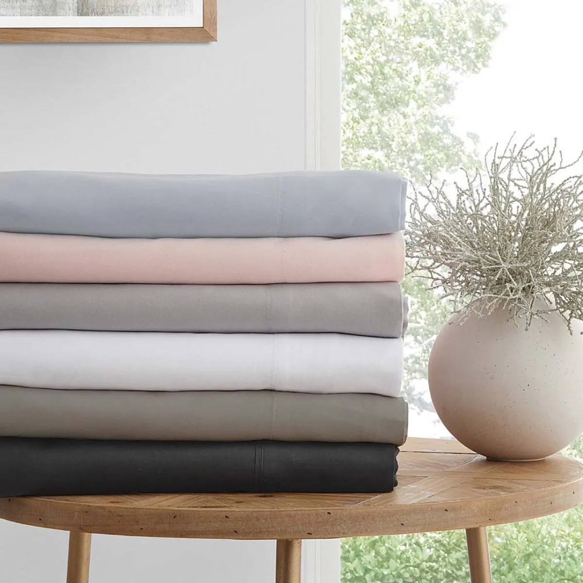 300TC Cotton Percale Sheet Set Stone by Logan and Mason