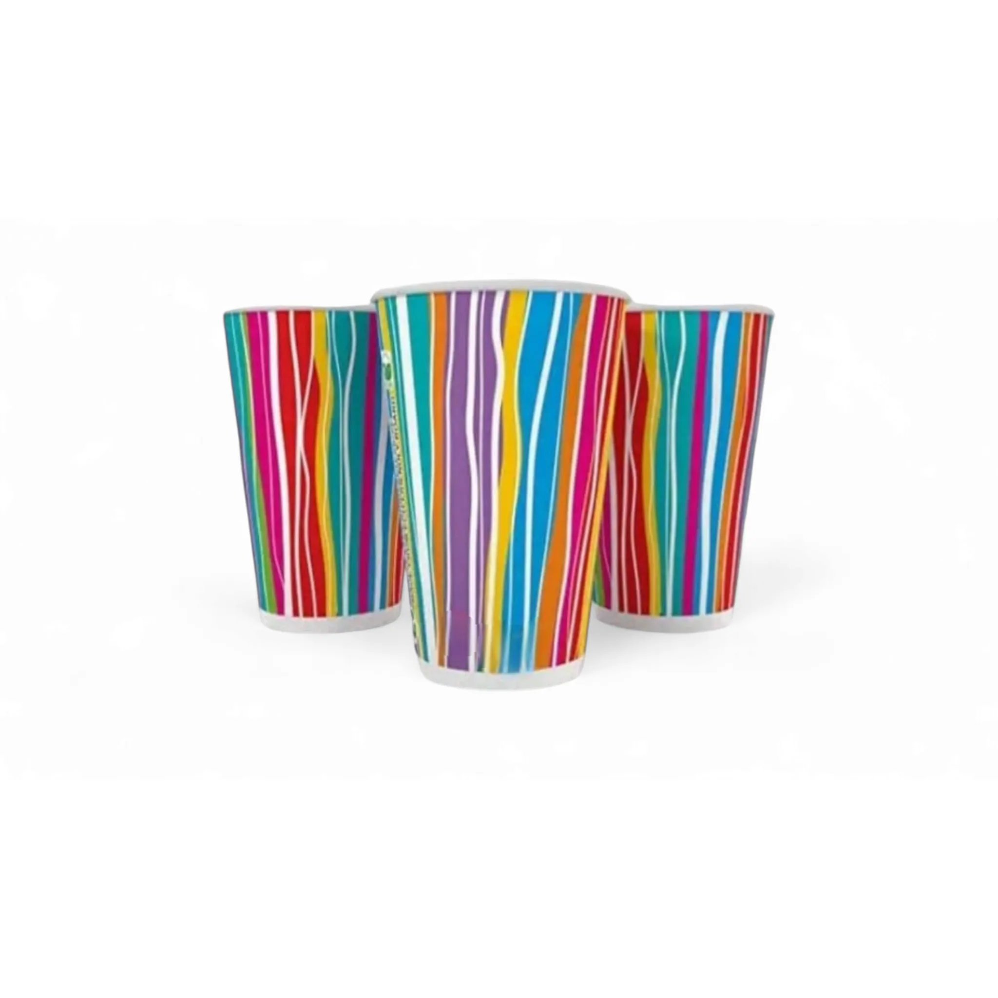 350ml Paper Coffee Cups Single Wall Colour Stripes 5pack