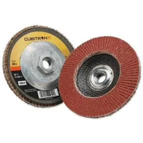 3M Abrasive Cubitron II Flap Disc 967A, 4-1/2 in dia, 40 Grit, 5/8 in-11 Arbor, 13,300 RPM, Type 29