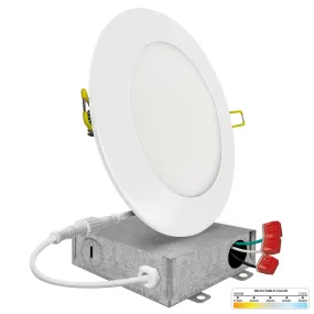 4" Inch Canless Recessed Lighting Slim LED Wafer Lights - Wet Rated - 5CCT 2700K-5000K - 630LM