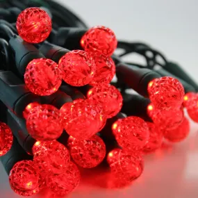 50-light  G12 Red LED Christmas Lights, 4" Spacing Green Wire