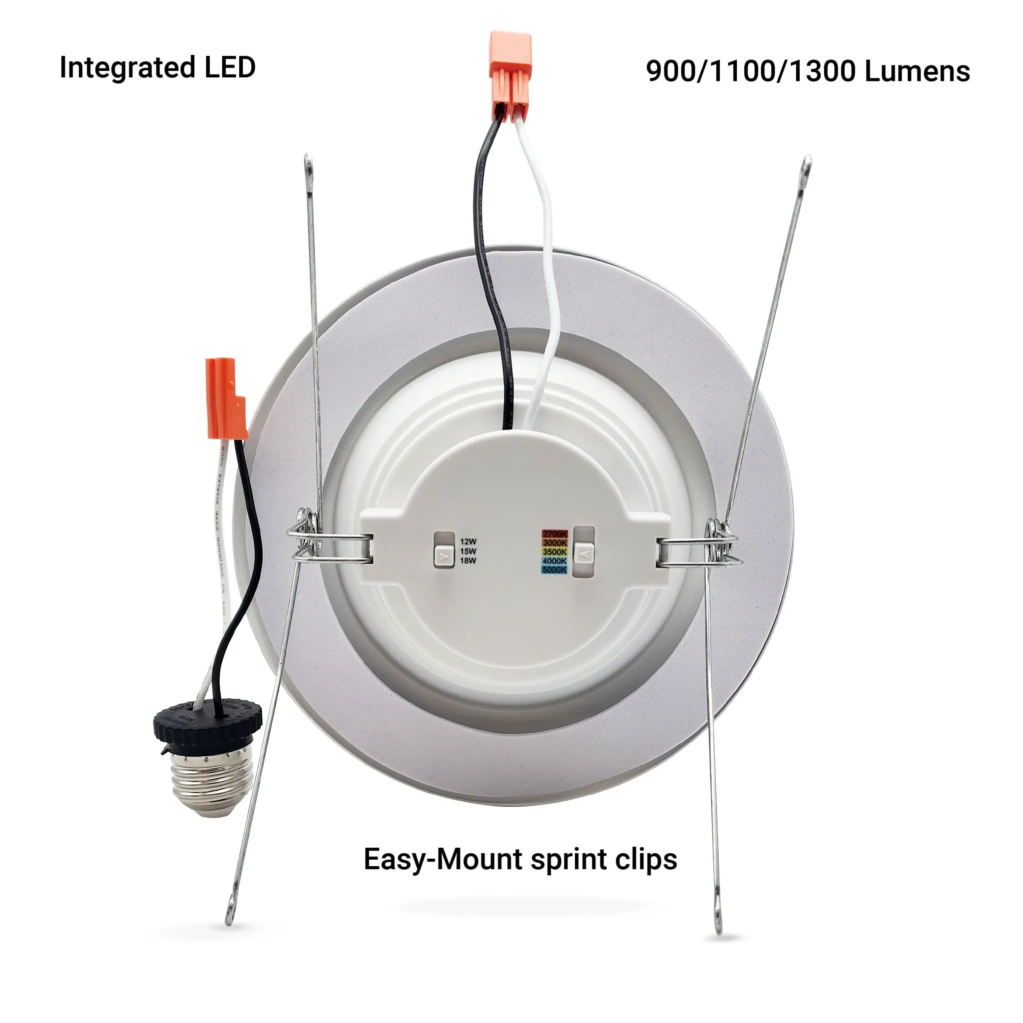 5/6" Inch LED Retrofit 120-277V Recessed Can Light - Wet Rated - 5CCT 2700K-5000K - 1300LM