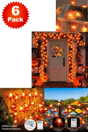 6 Pack LED Lights Maple Leaves - 18M