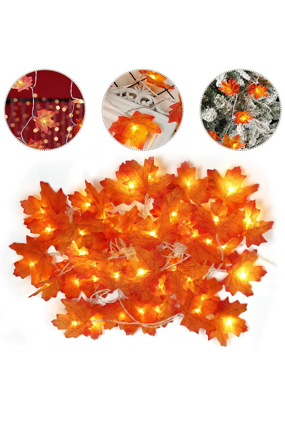 6 Pack LED Lights Maple Leaves - 18M