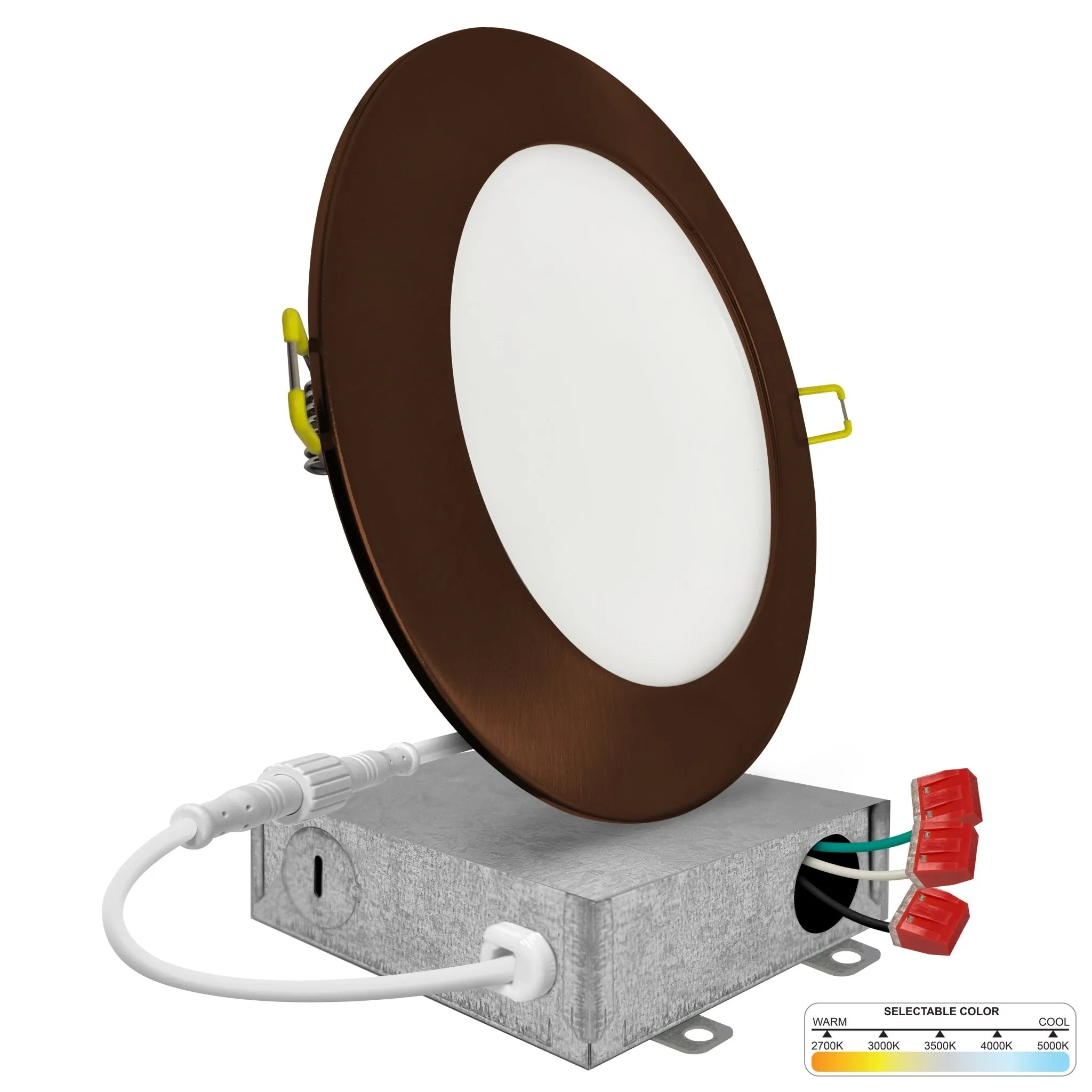 6" Inch Bronze Canless Recessed Lighting Slim LED Wafer Lights - Wet Rated - 5CCT 2700K-5000K - 1050LM