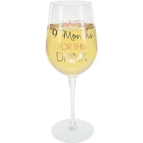 9 Months Pink 16 oz Crystal Wine Glass