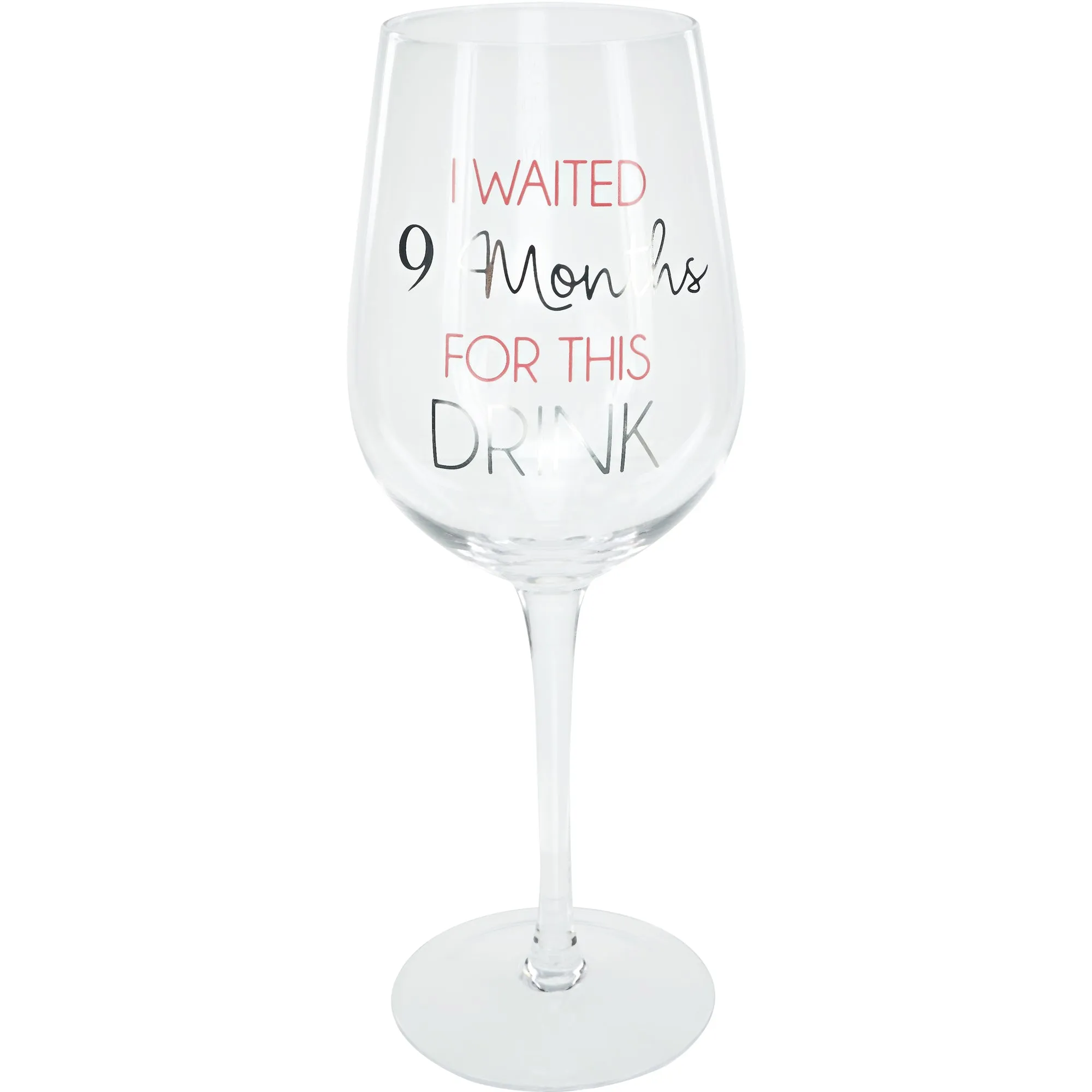 9 Months Pink 16 oz Crystal Wine Glass