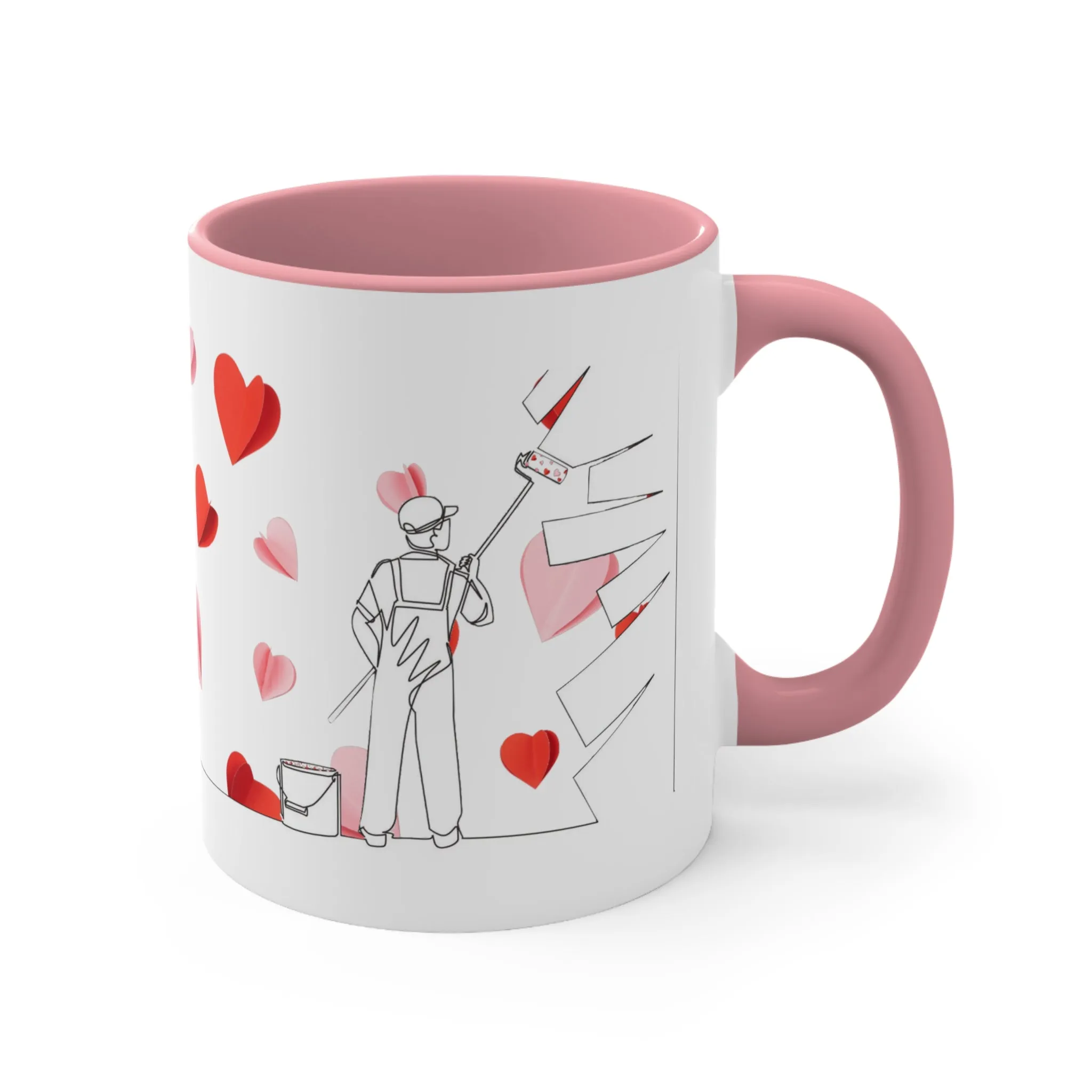 Accent "Painted Hearts" Coffee Mug: Mug. Valentines Day Gift. Valentines Day. Accent Mug. Coffee Mug. Anniversary Gift. Gift For Him/Her.