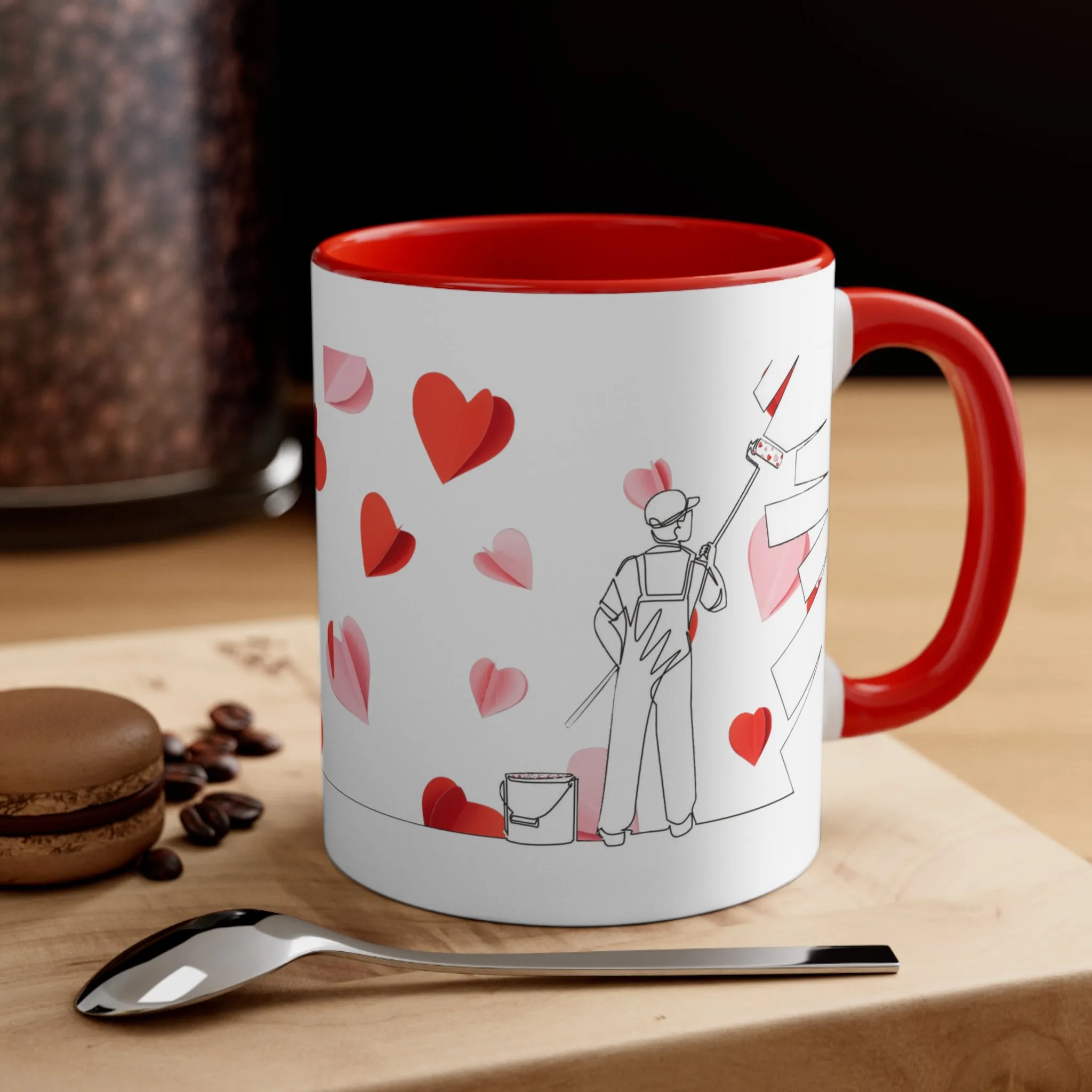 Accent "Painted Hearts" Coffee Mug: Mug. Valentines Day Gift. Valentines Day. Accent Mug. Coffee Mug. Anniversary Gift. Gift For Him/Her.