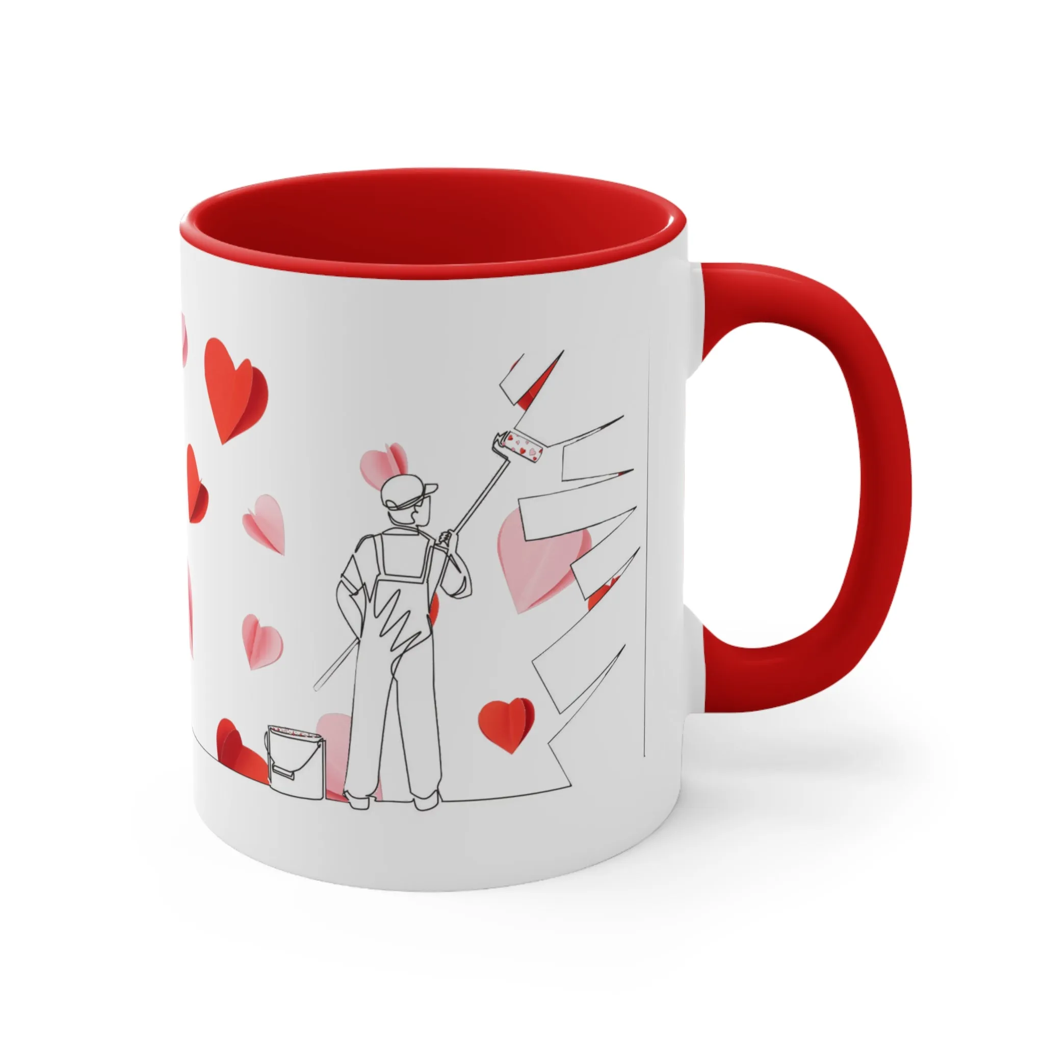 Accent "Painted Hearts" Coffee Mug: Mug. Valentines Day Gift. Valentines Day. Accent Mug. Coffee Mug. Anniversary Gift. Gift For Him/Her.