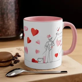 Accent "Painted Hearts" Coffee Mug: Mug. Valentines Day Gift. Valentines Day. Accent Mug. Coffee Mug. Anniversary Gift. Gift For Him/Her.