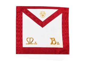 Almoner Scottish Rite Apron - Red Moire Gold Embroidery