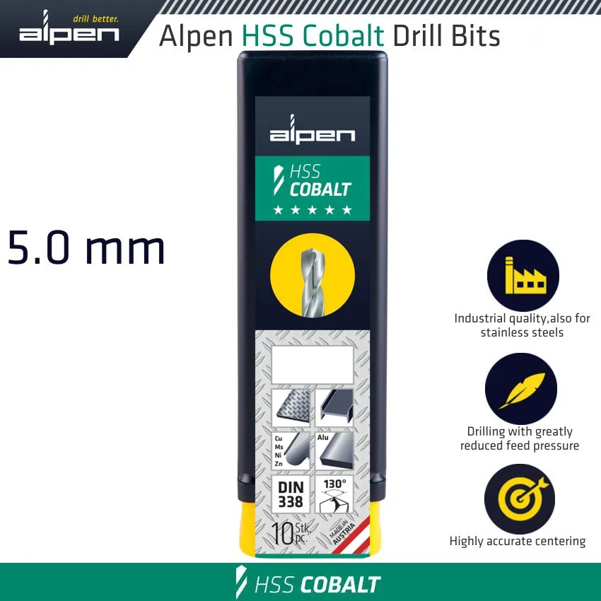 ALPEN HSS COBALT BULK DIN 338 RN,  5.0 ALP6130050