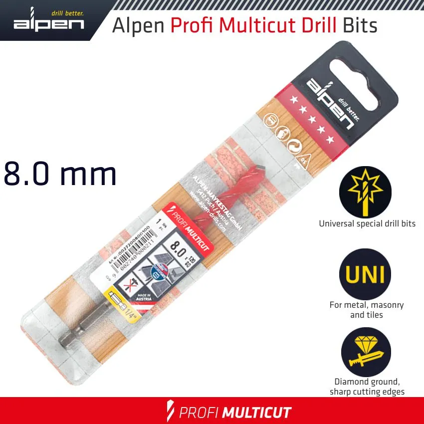 ALPEN PROFI MULTICUT DRILL BIT 8MM HEX SHANK ALP27208