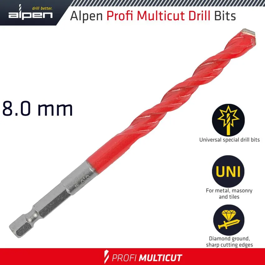 ALPEN PROFI MULTICUT DRILL BIT 8MM HEX SHANK ALP27208