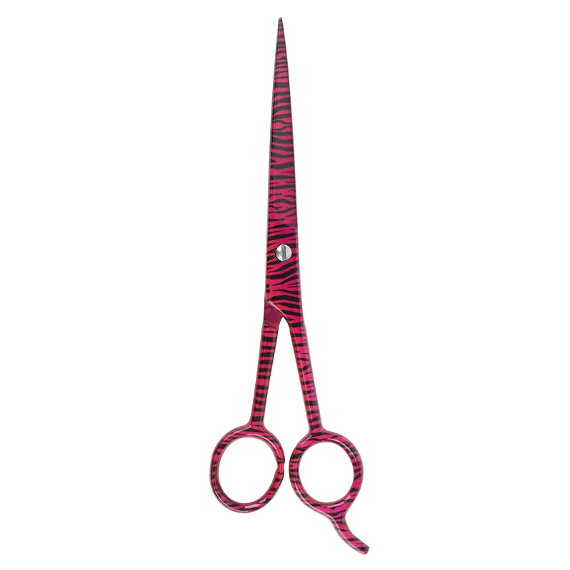 Annie Stainless Steel Straight Hair Shears 7.5" Pink Zebra Pattern