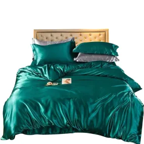 Anyhouz Beddings Green EU Single Size 2 Pcs
 High End Satin Smooth Duvet Cover Set Luxury Polyester Silky Soft Cozy Bedding Set