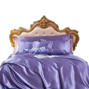 Anyhouz Beddings Light Purple EU Double Size 3 Pcs High End Satin Smooth Duvet Cover Set Luxury Polyester Silky Soft Cozy Bedding Set