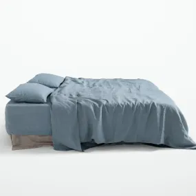 Aqua Linen Duvet Cover Set (3 pcs)