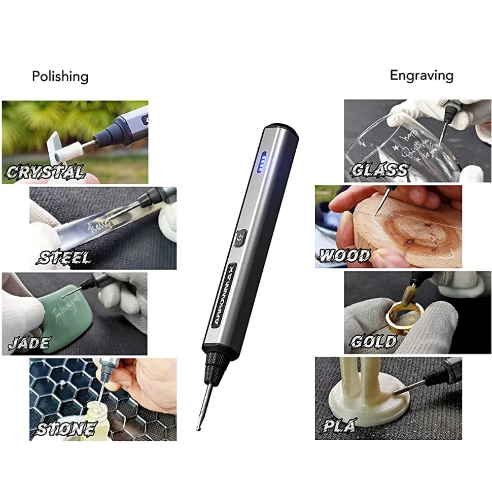 ARROWMAX Mini Electric Engraving Polishing Pen (SGS Mini Plus) Cordless Tools Set for Carve Engrave Grind Sand Polish Home DIY