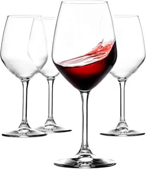 Ash & Roh Red Wine Glasses Crystal Clear Tableware Glass Pack of 4, 350 ml