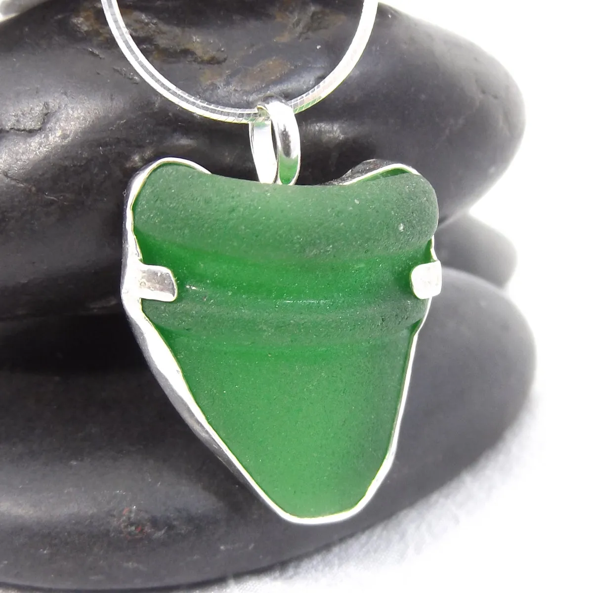 Authentic Green Sea Glass Necklace From Wrightsville Beach, NC