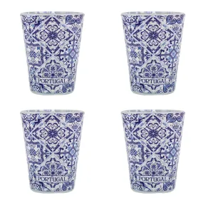 Azulejo Tile Themed Made in Portugal Blue Shot Glass, Set of 4