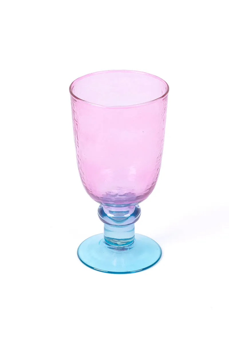 Bailey Wine Glasses, Pink/Turquoise