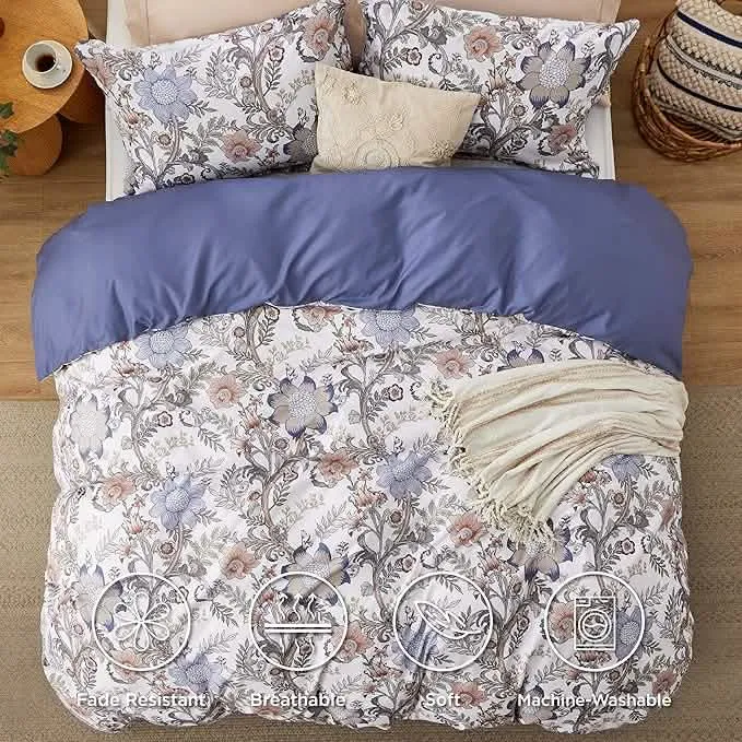 Bedsure Reversible Floral Duvet Cover Set