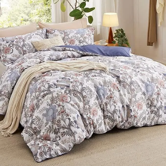 Bedsure Reversible Floral Duvet Cover Set