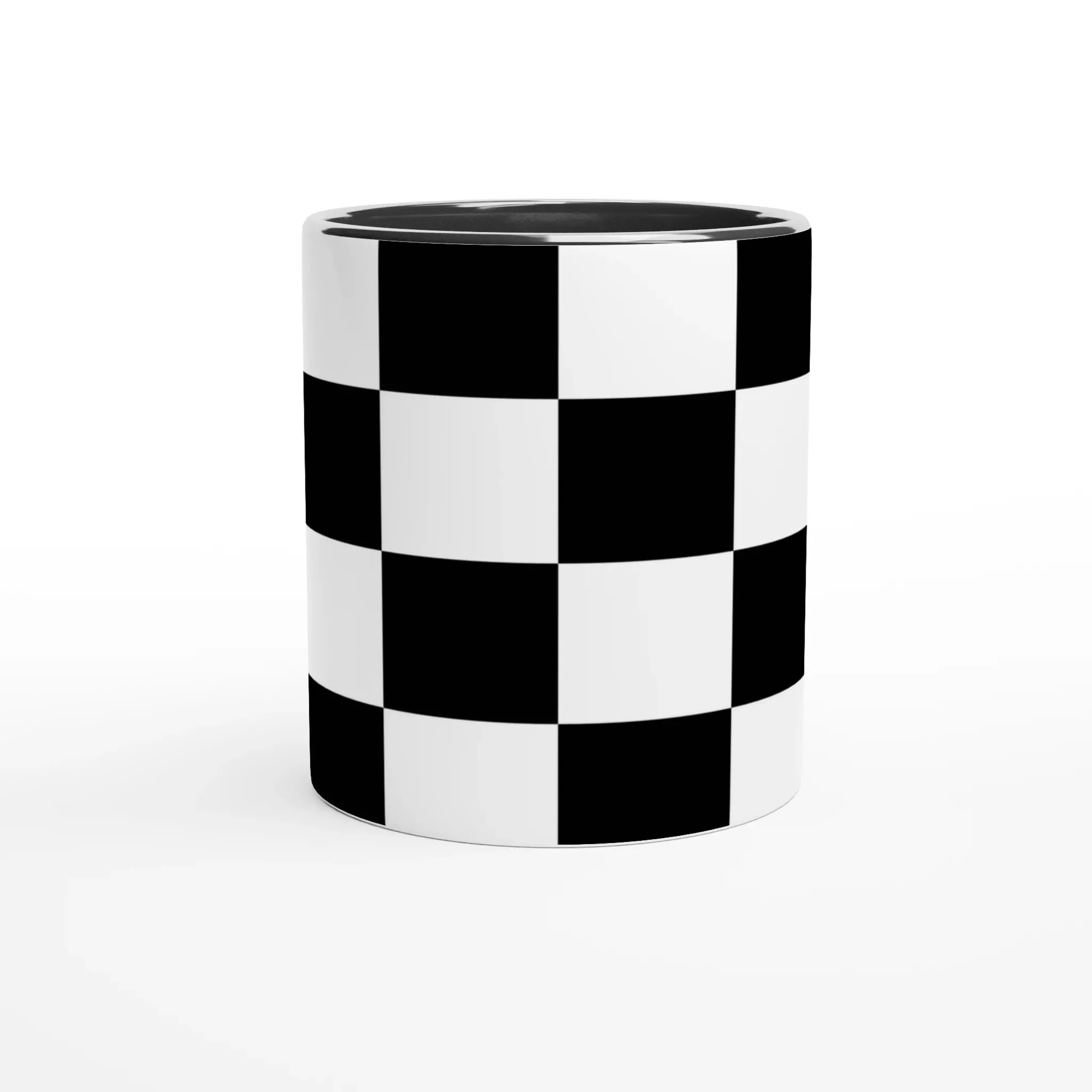 Black and White Checkered Pattern Ceramic Mug