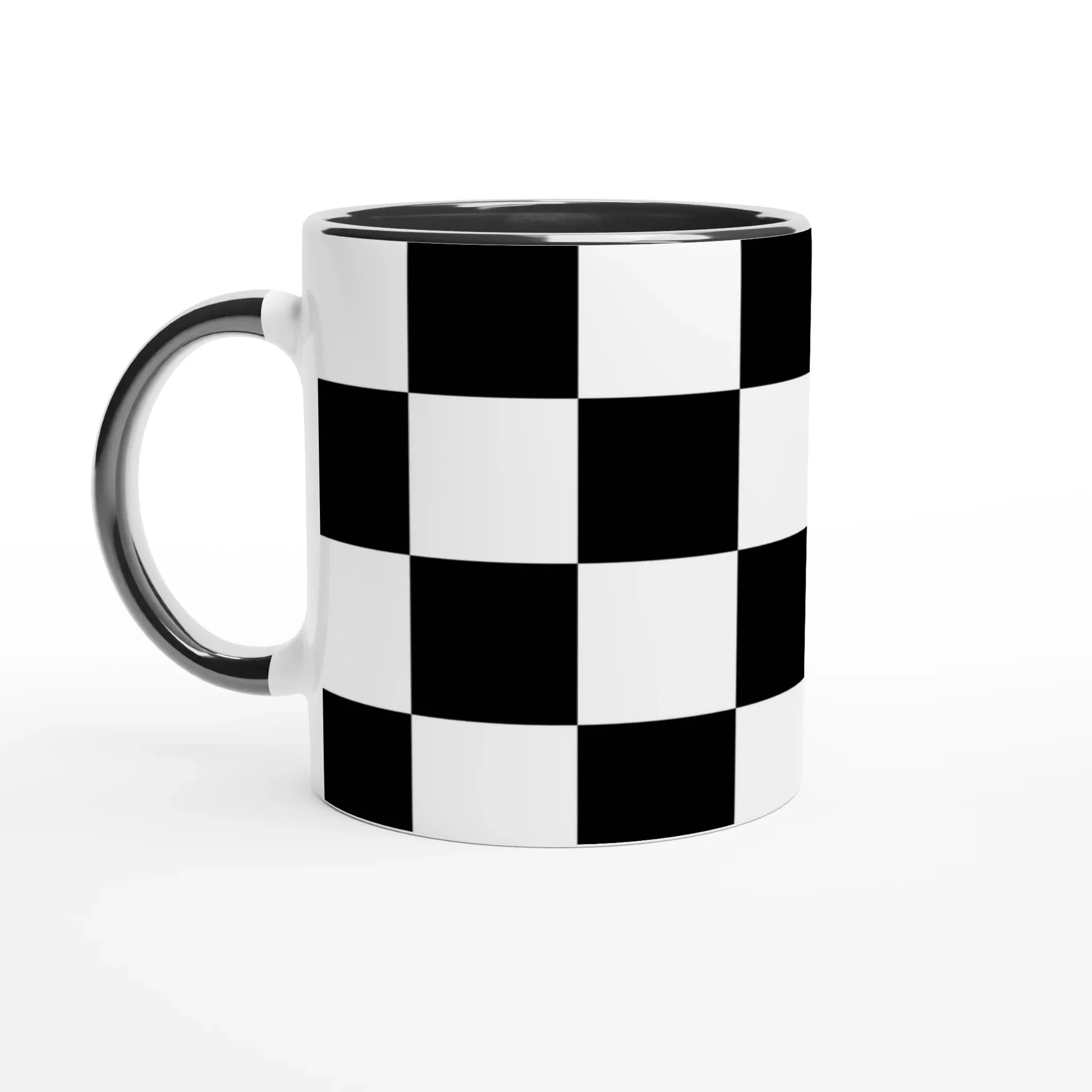 Black and White Checkered Pattern Ceramic Mug