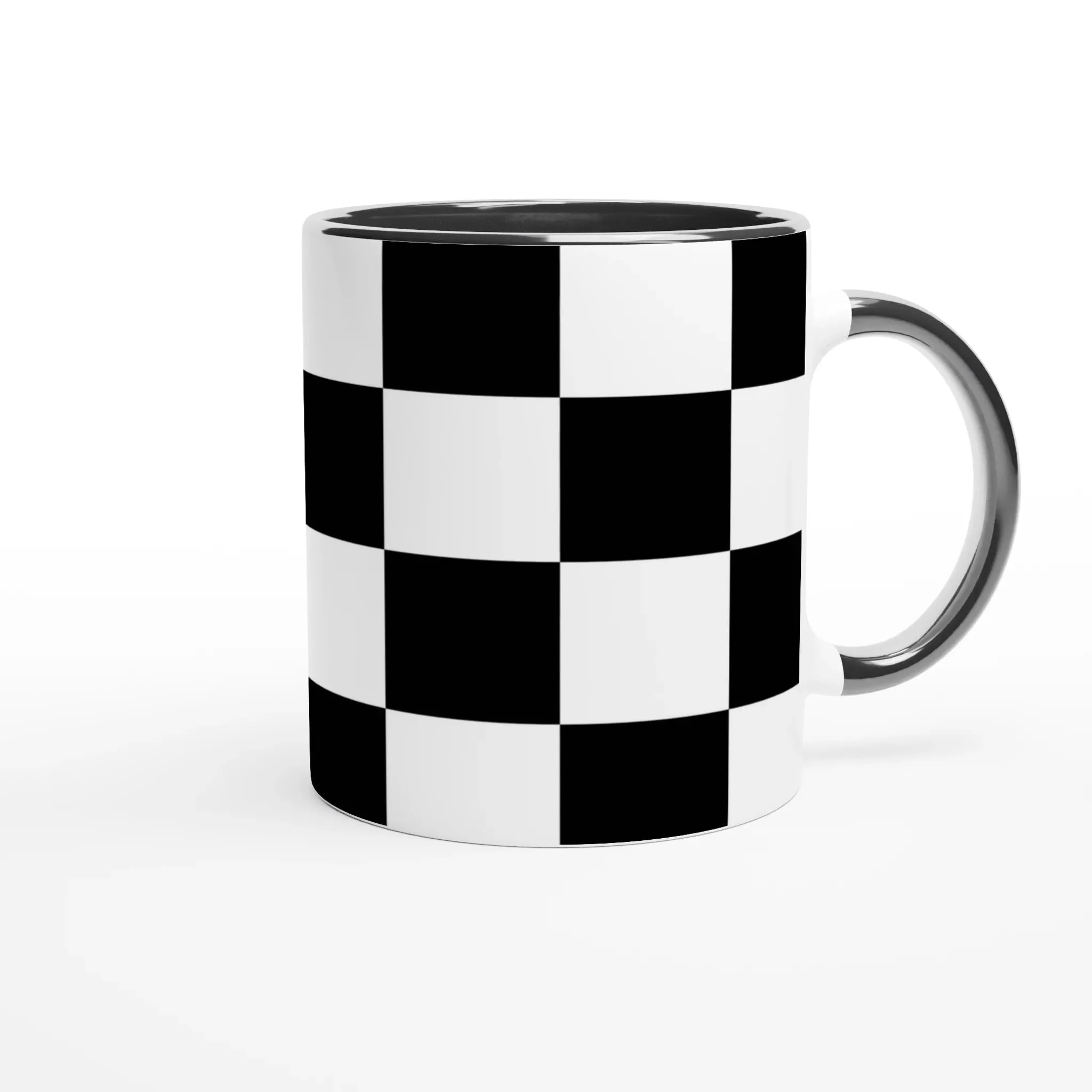 Black and White Checkered Pattern Ceramic Mug