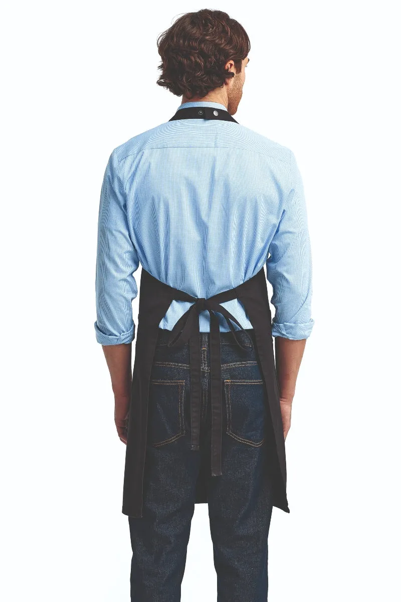 Black Cotton Chino Adjustable Bib Apron (3 Pocket)